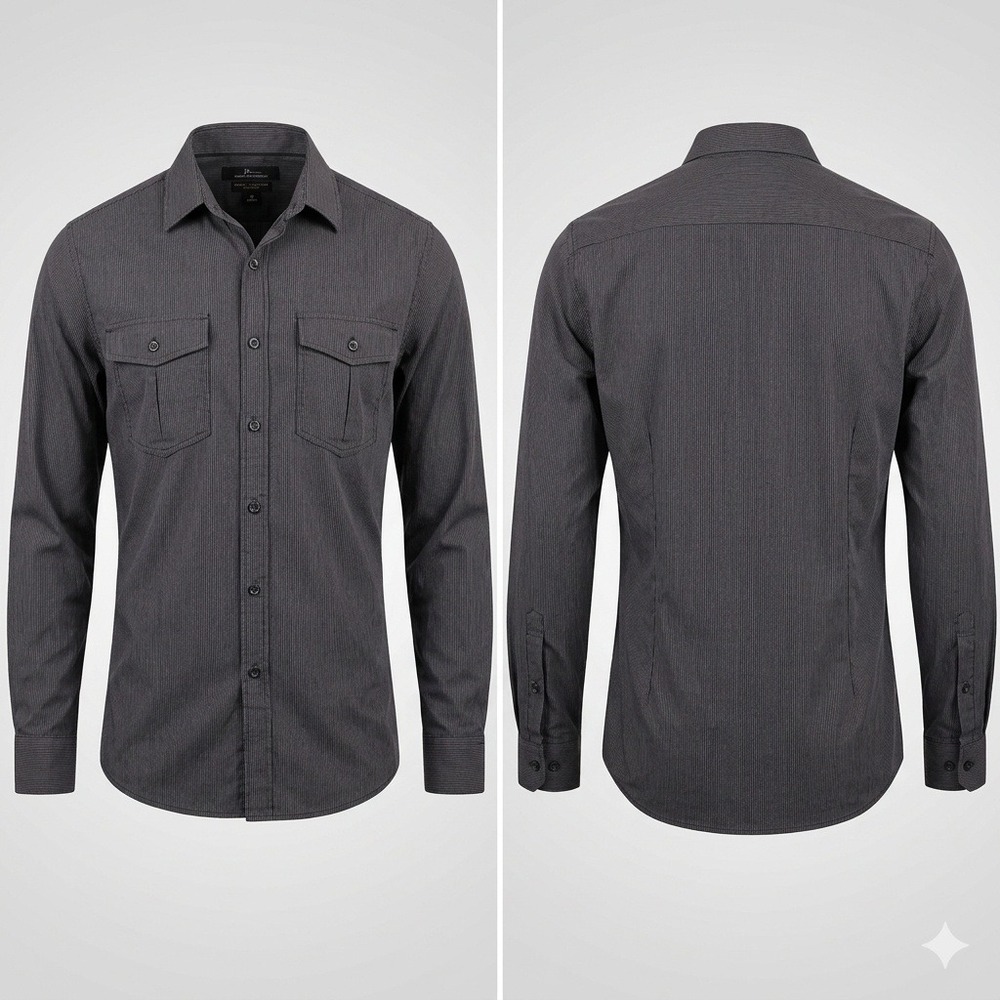 Marc Anthony Mens Button Down Shirt Medium Gray Stretch Wrinkle Resistant Office